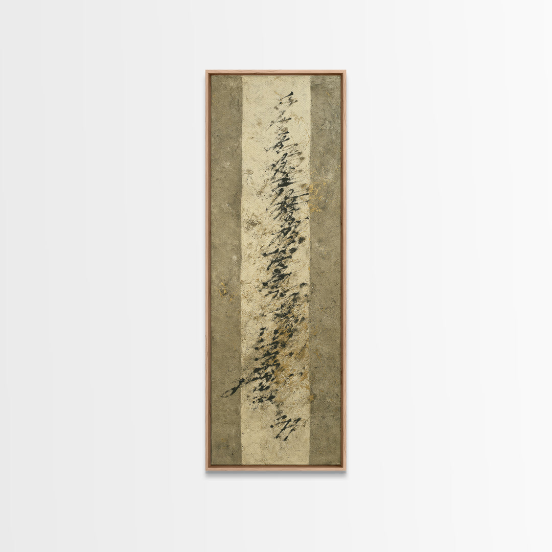 Abstract Prayer Flag of Brush Marks Canvas Print, Calligraphy Art, Printable Art, Living Room Decor, Fine Art, Script, CAL-1x3-59