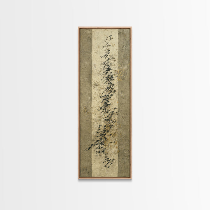 Abstract Prayer Flag of Brush Marks Canvas Print, Calligraphy Art, Printable Art, Living Room Decor, Fine Art, Script, CAL-1x3-59