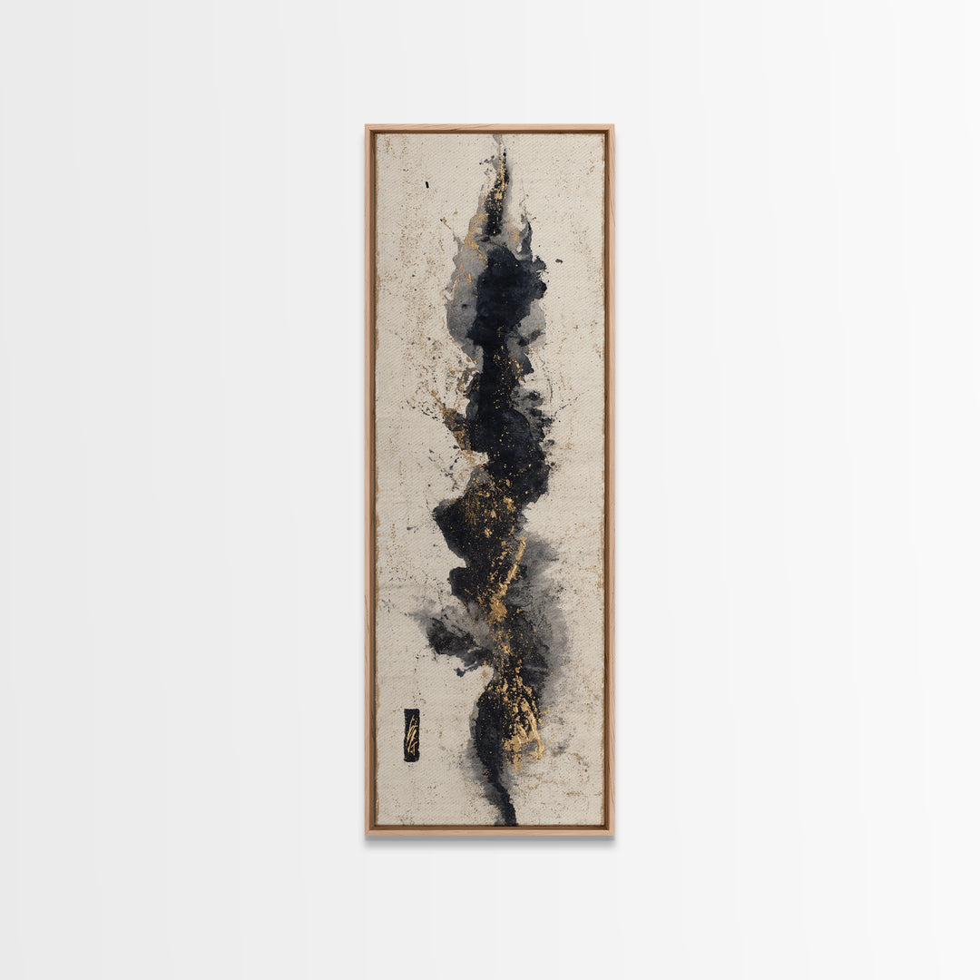 Calligraphic Bird Shape Formed from Flowing Lines Canvas Print, Calligraphy Art, Digital Print, Living Room Decor, Script, CAL-1x3-68
