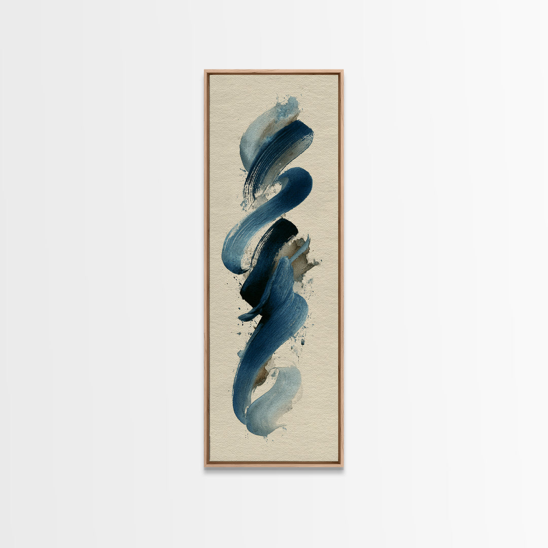 Modern Calligraphy Wave Framed Canvas Print, Calligraphy Art, Watercolor Print, Living Room Decor, Fine Art, Script, CAL-1x3-70