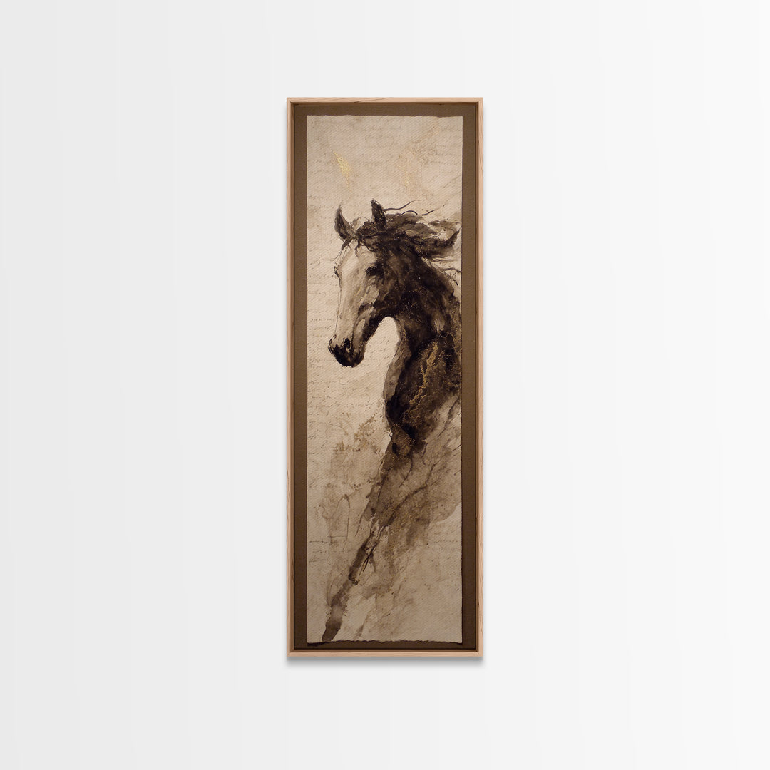 Calligraphic Horse Silhouette Made from One Line Canvas Print, Calligraphy Art, Art Print, Living Room Decor, Fine Art, Script, CAL-1x3-77