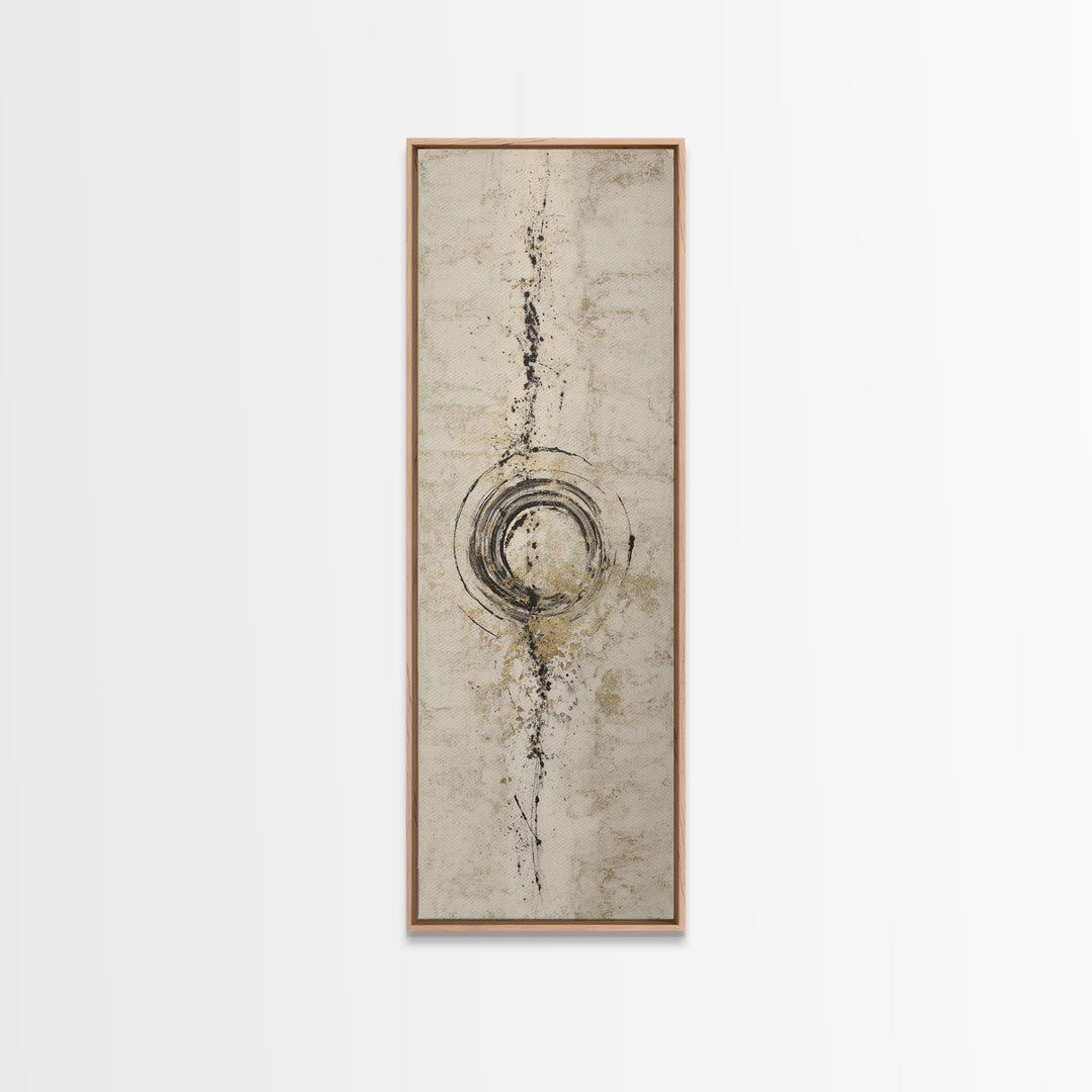 Japanese Brush Mark Circle Canvas Print, Calligraphy Art, Modern Wall Art, Living Room Decor, Script, Watercolor Print, CAL-1x3-88