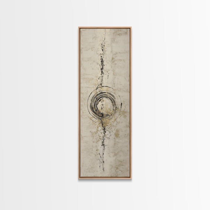 Japanese Brush Mark Circle Canvas Print, Calligraphy Art, Modern Wall Art, Living Room Decor, Script, Watercolor Print, CAL-1x3-88