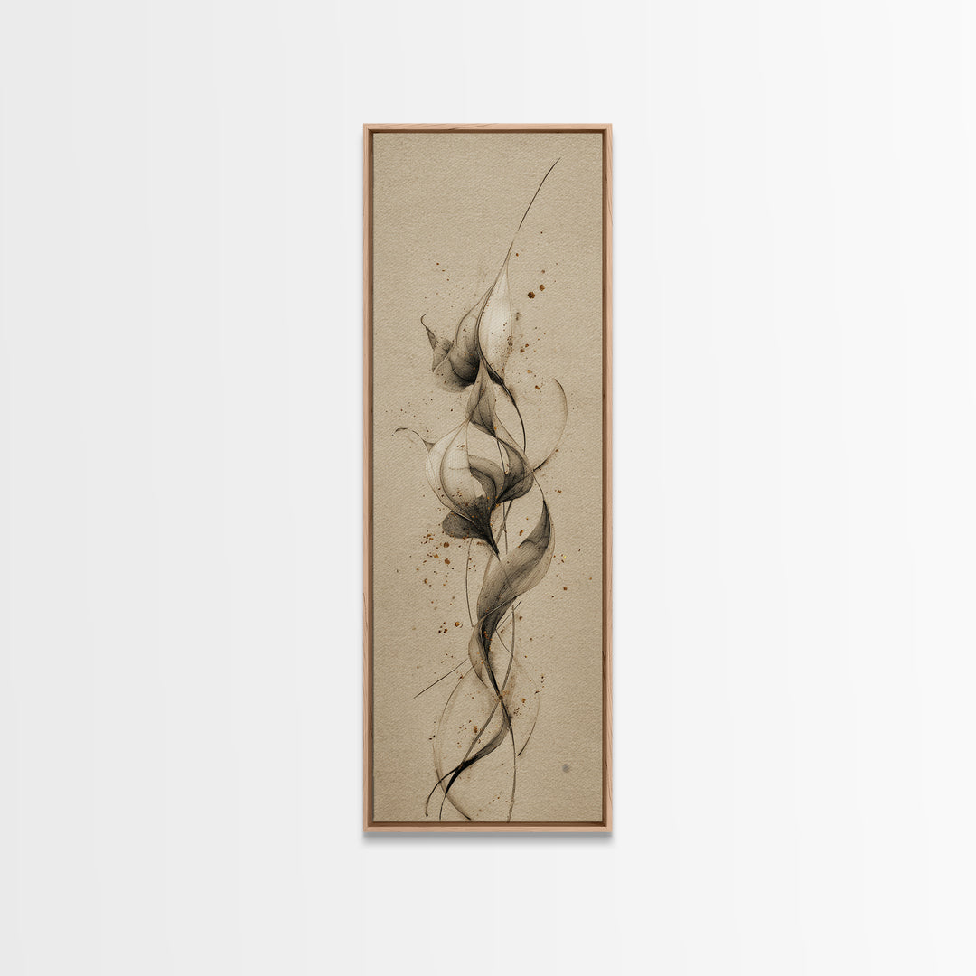 Single Elegant Flourish Shaped Like a Flower Canvas Print, Calligraphy Art, Watercolor Art, Living Room Decor, Script, CAL-1x3-89