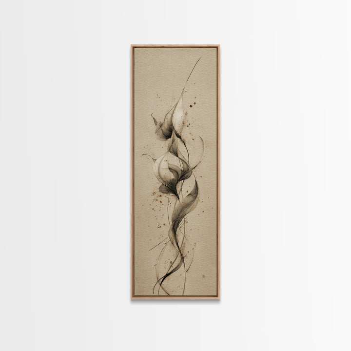 Single Elegant Flourish Shaped Like a Flower Canvas Print, Calligraphy Art, Watercolor Art, Living Room Decor, Script, CAL-1x3-89