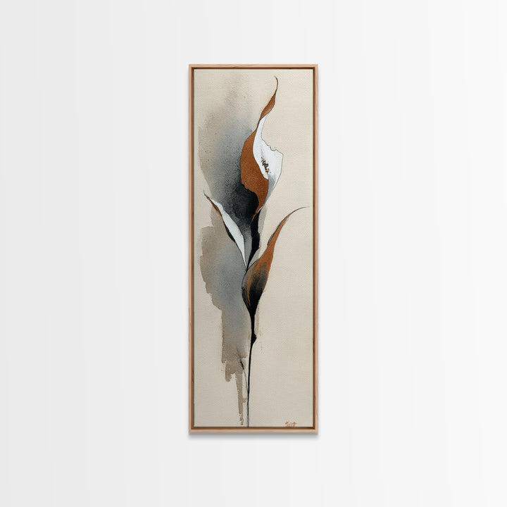 Floral Vine Created from Graceful Script Like Canvas Print, Calligraphy Art, Japanese Decor, Living Room Decor, Oil Painting, CAL-1x3-95
