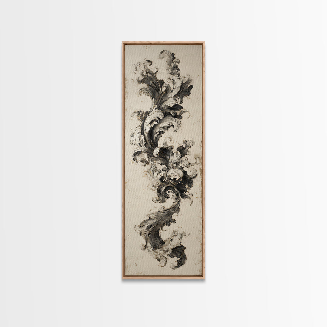 Baroque Scrollwork Made from Looping Pen Strokes Canvas Print, Calligraphy Art, Living Room Wall Art, Living Room Decor, Script, CAL-1x3-96