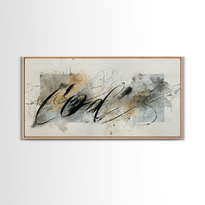 Romantic Handwritten Marks Without Readable Words Canvas Print, Calligraphy Art, Bedroom Wall Decor, Living Room Decor, Script, CAL-2x1-11