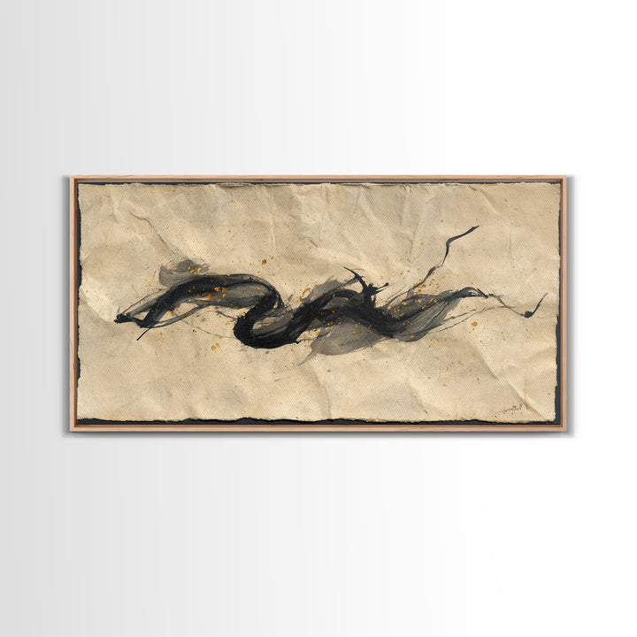 Abstract Prayer Flag of Brush Marks Framed Canvas Print, Calligraphy Art, Digital Prints, Living Room Decor, Fine Art, Script, CAL-2x1-43