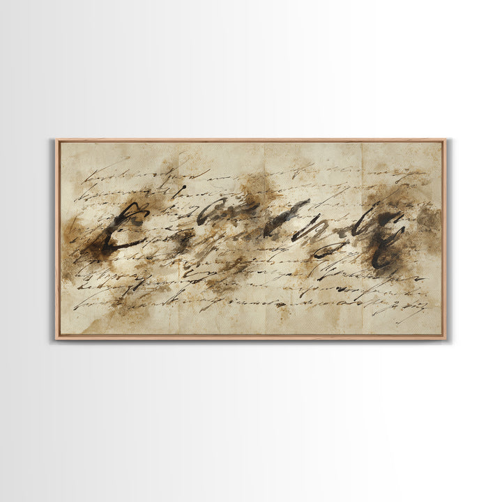 Expressive Musical Rhythm Painted as Ink Strokes Canvas Print, Calligraphy Art, Textured Painting, Living Room Decor, Script, CAL-2x1-44