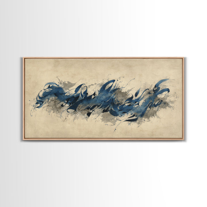 Modern Calligraphy Wave Canvas Print, Calligraphy Art, Contemporary Art, Living Room Decor, Fine Art, Script, Printable Art, CAL-2x1-54