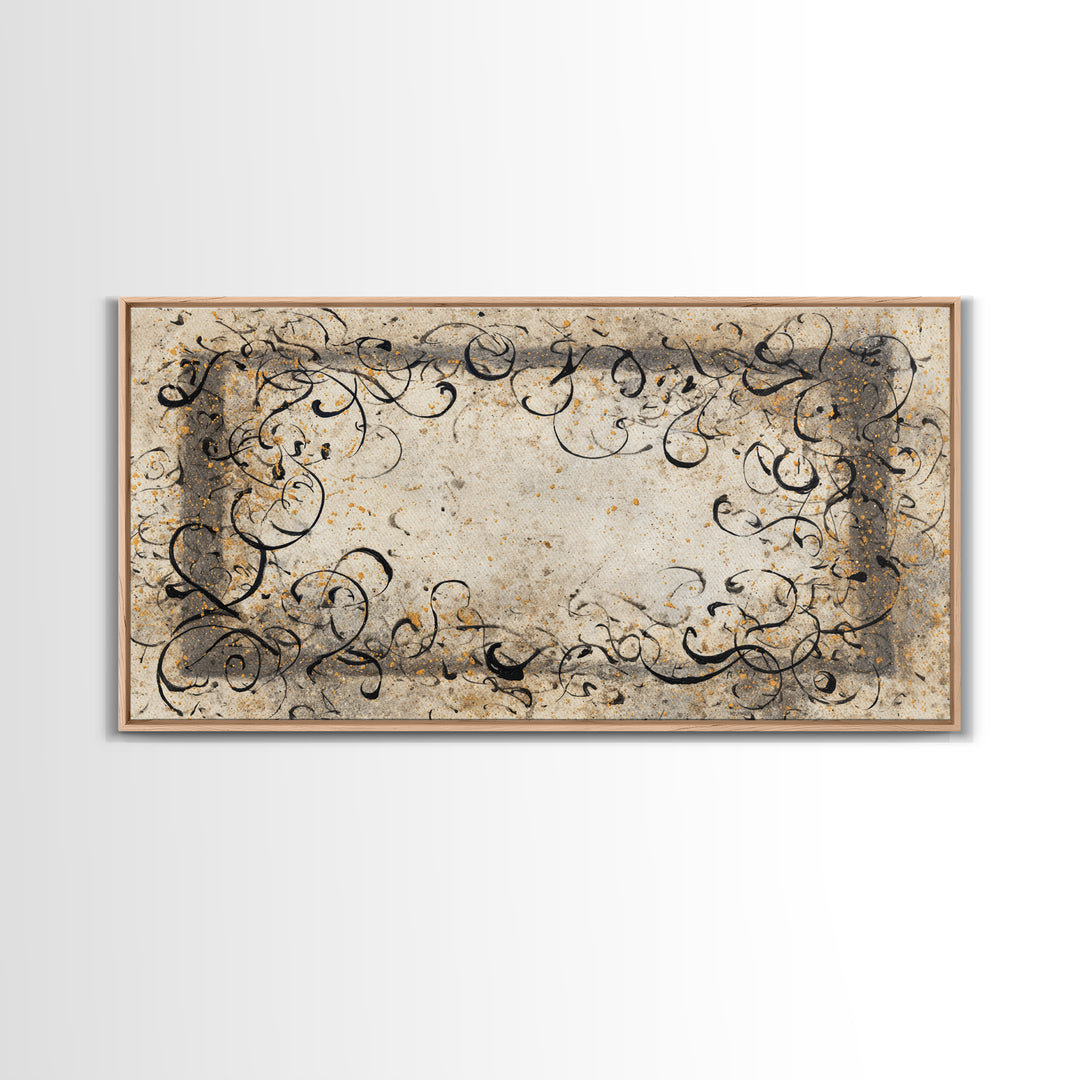 Ornamental Frame of Flourished Pen Curves Canvas Print, Calligraphy Art, Room Decor, Living Room Decor, Fine Art, Script, CAL-2x1-62