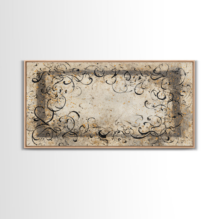 Ornamental Frame of Flourished Pen Curves Canvas Print, Calligraphy Art, Room Decor, Living Room Decor, Fine Art, Script, CAL-2x1-62