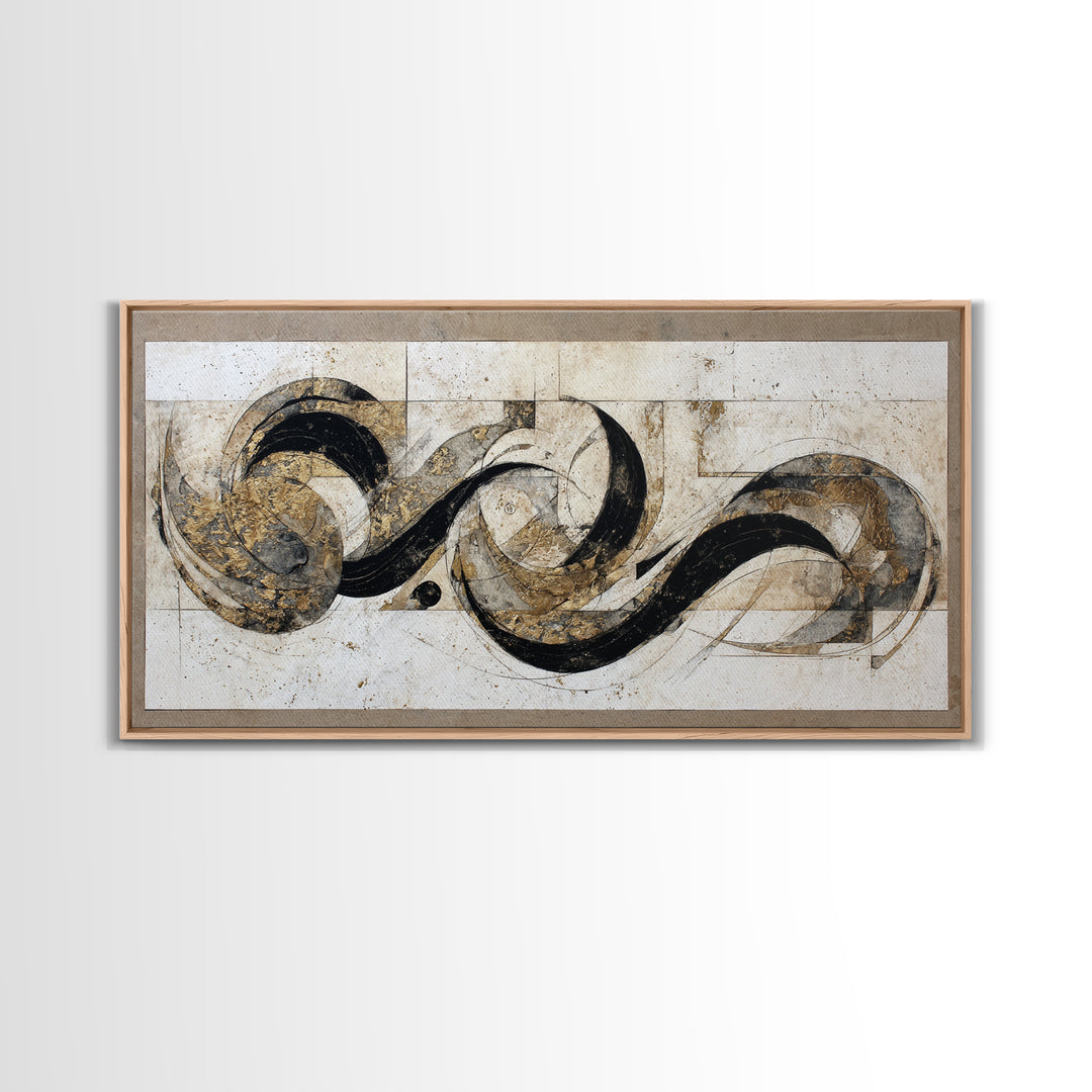 Arabic Ornamental Curves as Non Readable Art Canvas Print, Calligraphy Art, Wall Art Printable, Living Room Decor, Script, CAL-2x1-71