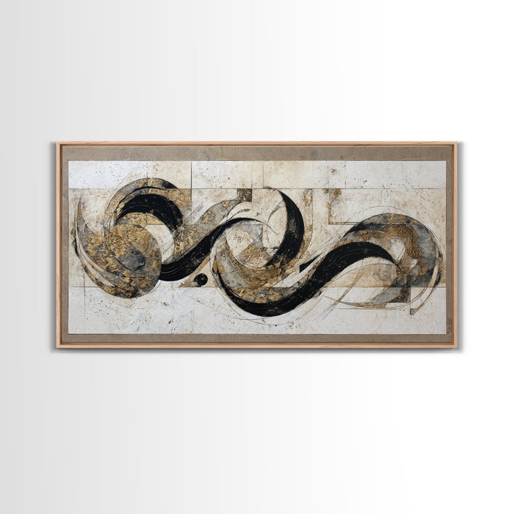 Arabic Ornamental Curves as Non Readable Art Canvas Print, Calligraphy Art, Wall Art Printable, Living Room Decor, Script, CAL-2x1-71