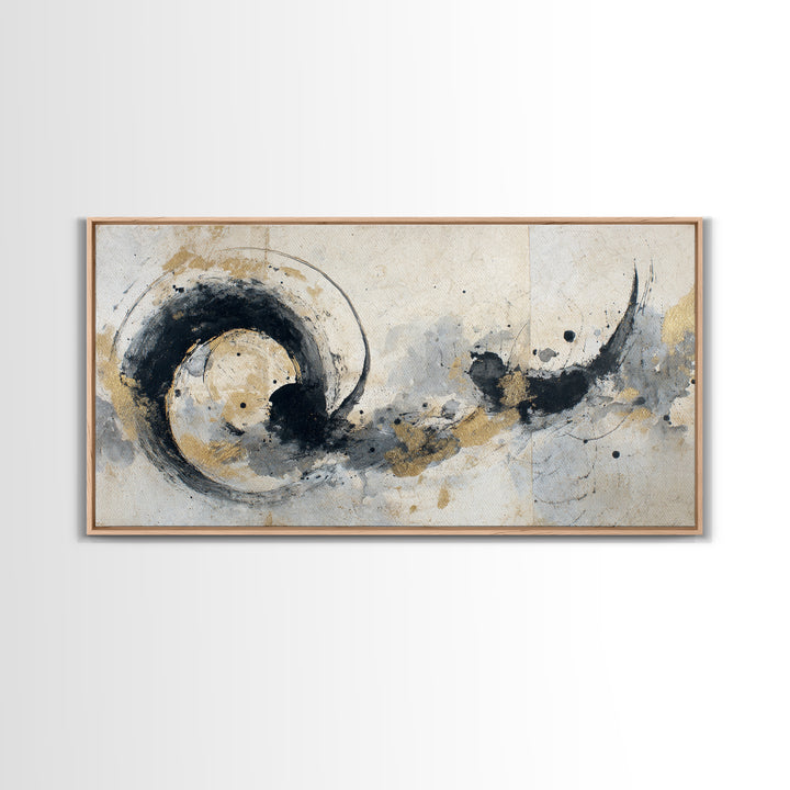 Crescent Moon Made from Elegant Ink Swashes Canvas Print, Calligraphy Art, Digital Print, Living Room Decor, Fine Art, Script, CAL-2x1-89