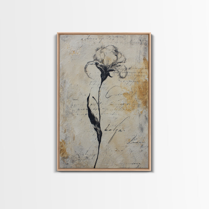 Single Elegant Flourish Shaped Like a Flower Framed Canvas Print, Calligraphy Art, Wall Decor, Living Room Decor, Script, CAL-2x3-13
