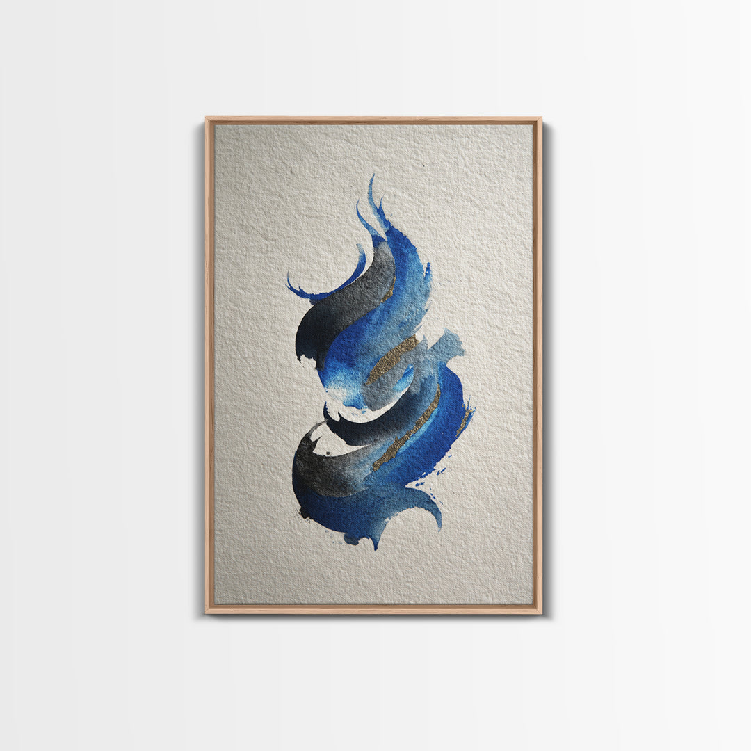 Modern Calligraphy Wave Framed Canvas Print, Calligraphy Art, Room Decor, Living Room Decor, Fine Art, Script, Printable, CAL-2x3-18