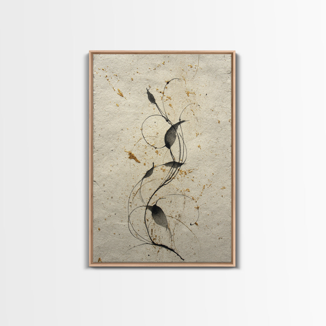 Floral Vine Created from Graceful Script Like Canvas Print, Calligraphy Art, Neutral Decor, Living Room Decor, Script, CAL-2x3-19