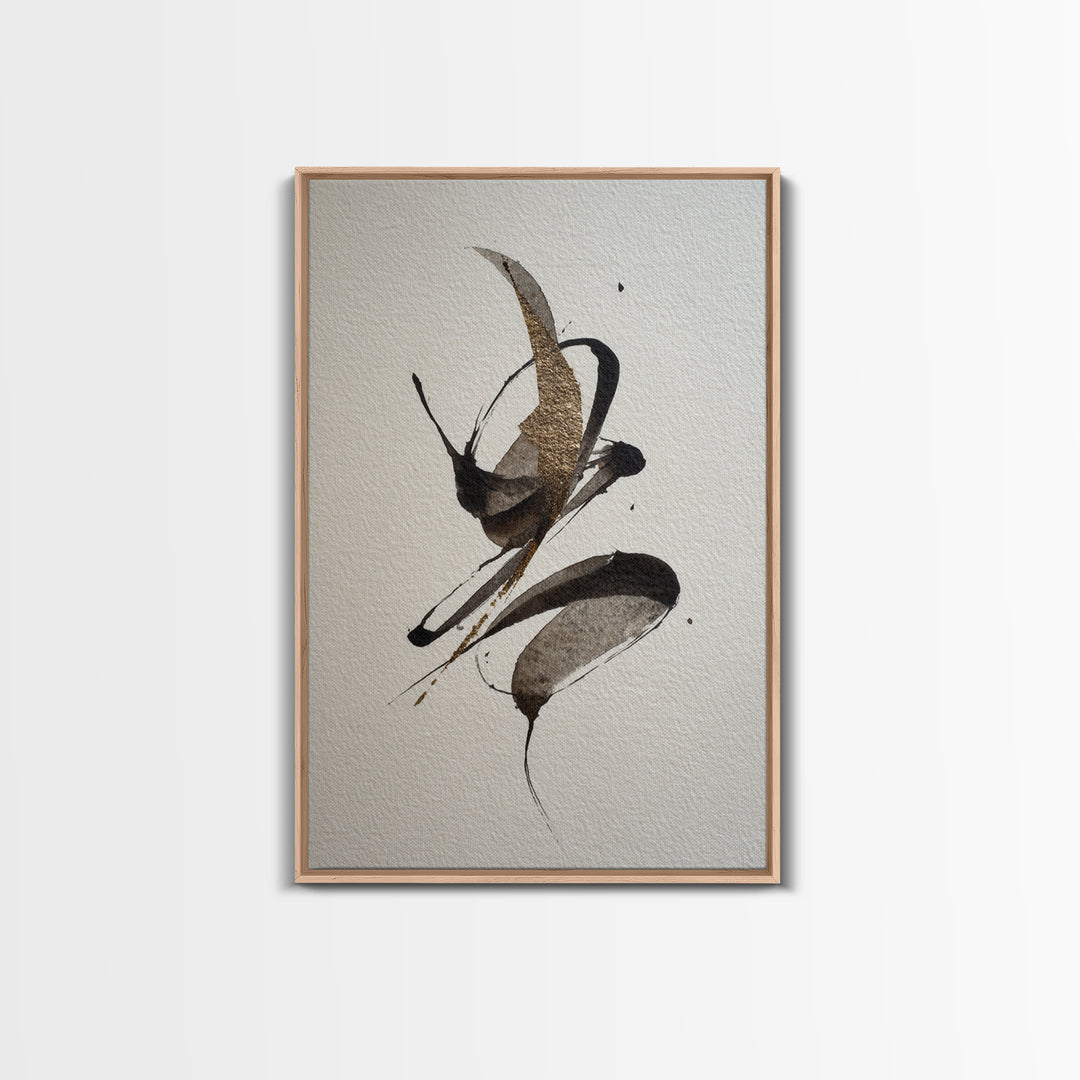 Calligraphic Bird Shape Formed from Flowing Lines Canvas Print, Calligraphy Art, Fine Art Print, Living Room Decor, Script, CAL-2x3-40