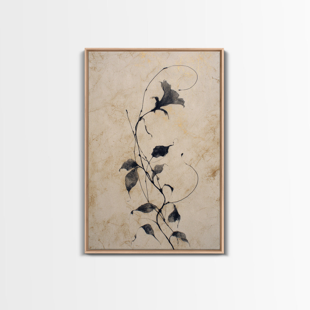 Floral Vine Created from Graceful Script Like Canvas Print, Calligraphy Art, Contemporary Art, Living Room Decor, Script, CAL-2x3-43