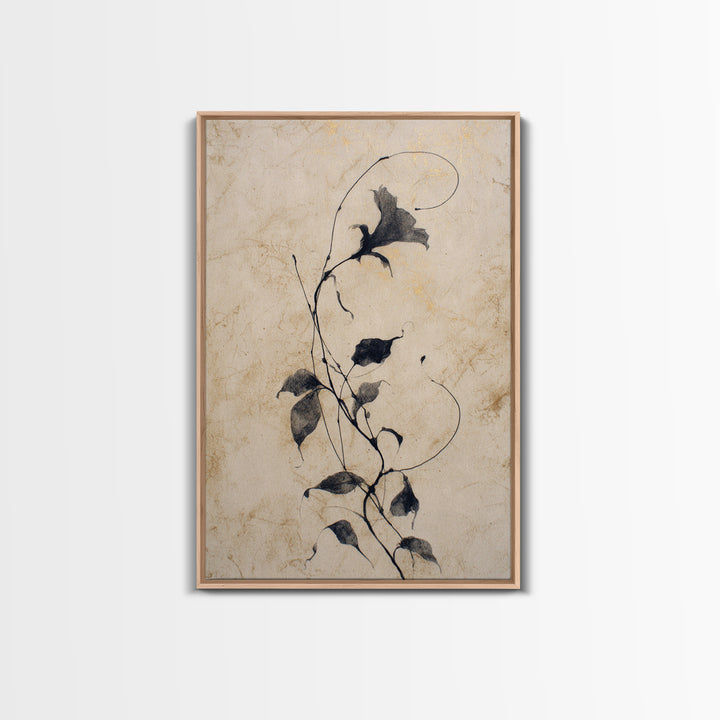 Floral Vine Created from Graceful Script Like Canvas Print, Calligraphy Art, Contemporary Art, Living Room Decor, Script, CAL-2x3-43