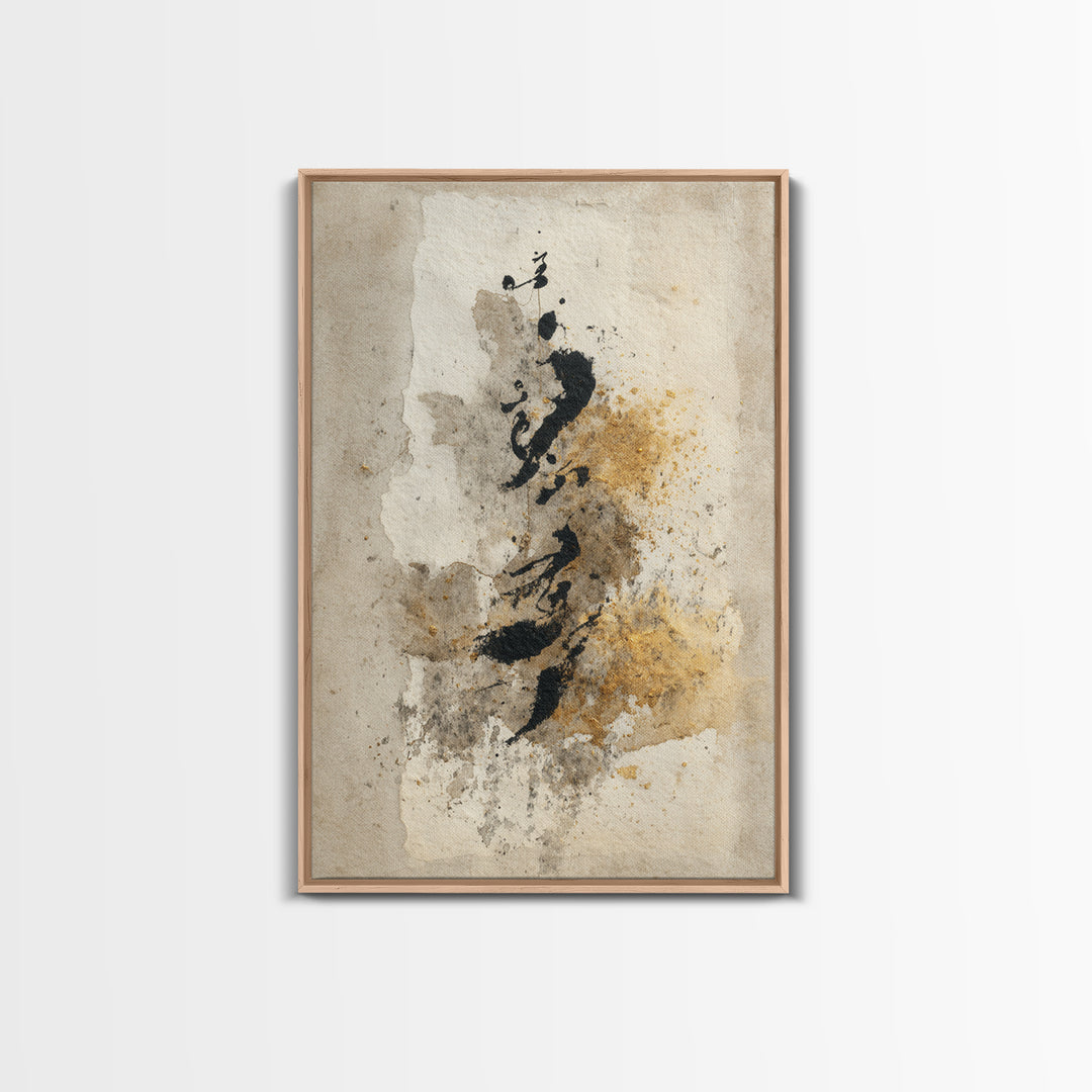 Romantic Handwritten Marks Without Readable Words Framed Canvas Print, Calligraphy Art, Wall Art, Living Room Decor, Script, CAL-2x3-47