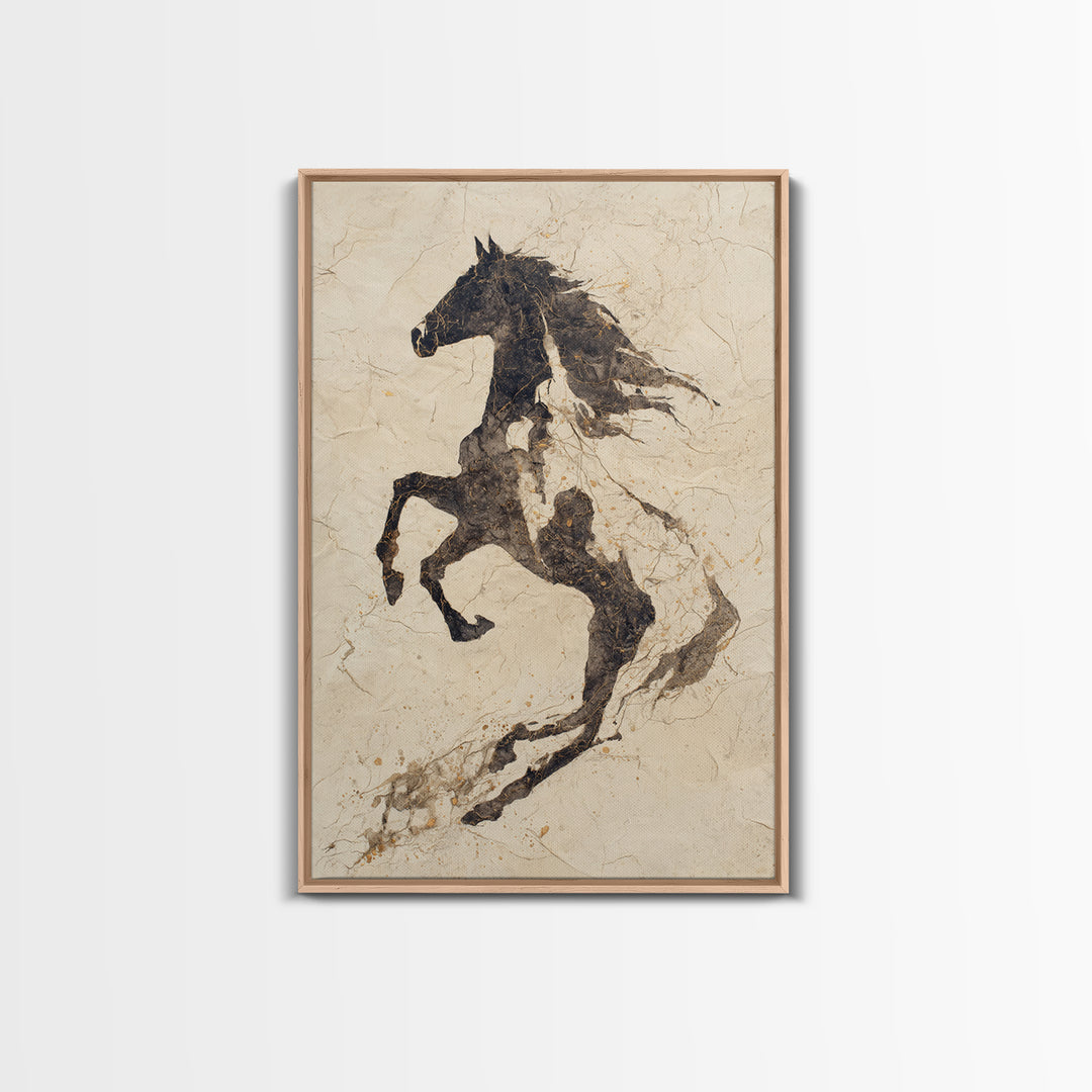 Calligraphic Horse Silhouette Made from One Line Canvas Print, Calligraphy Art, Prints, Living Room Decor, Fine Art, Script, CAL-2x3-49