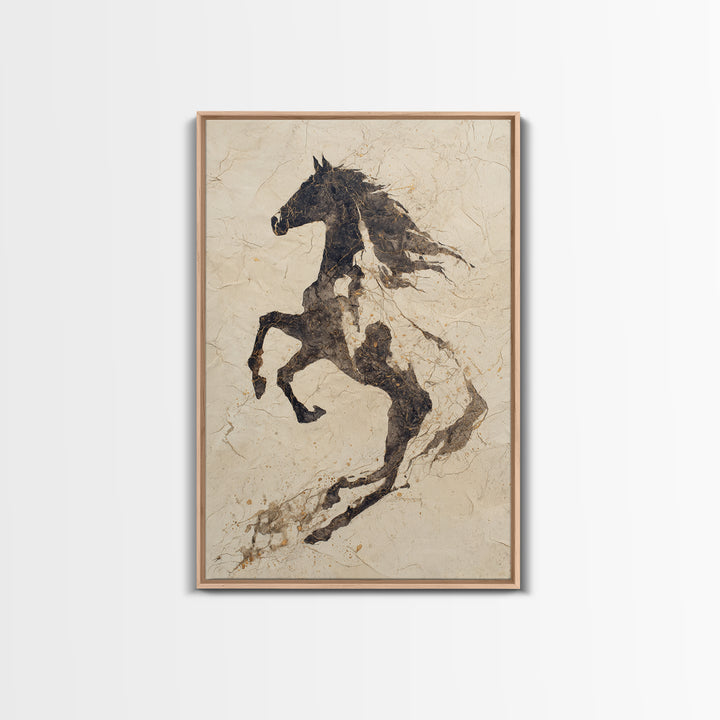 Calligraphic Horse Silhouette Made from One Line Canvas Print, Calligraphy Art, Prints, Living Room Decor, Fine Art, Script, CAL-2x3-49