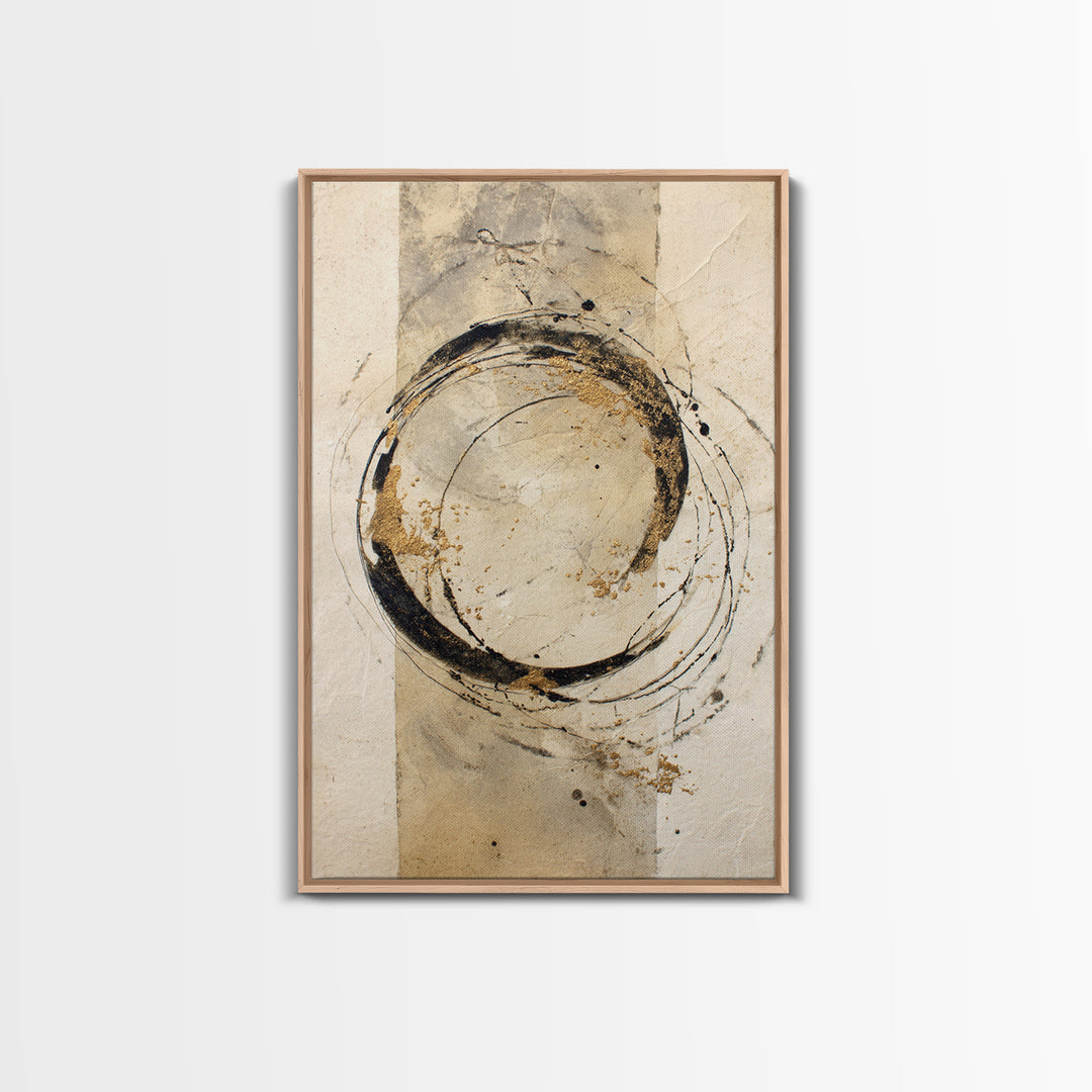 Crescent Moon Made from Elegant Ink Swashes Framed Canvas Print, Calligraphy Art, Print, Living Room Decor, Fine Art, Script, CAL-2x3-53