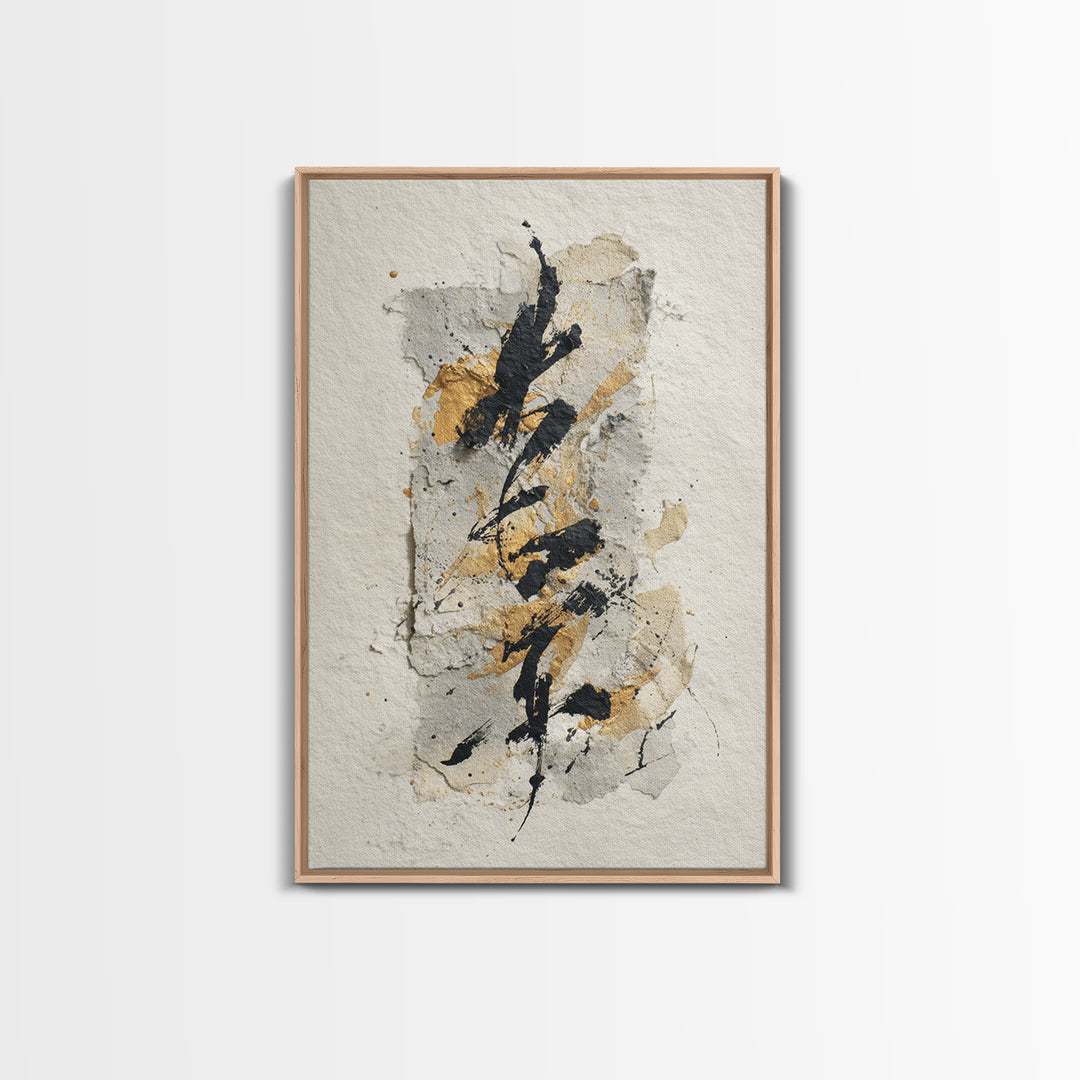 Expressive Musical Rhythm Painted as Ink Strokes Canvas Print, Calligraphy Art, Neutral Decor, Living Room Decor, Script, CAL-2x3-56