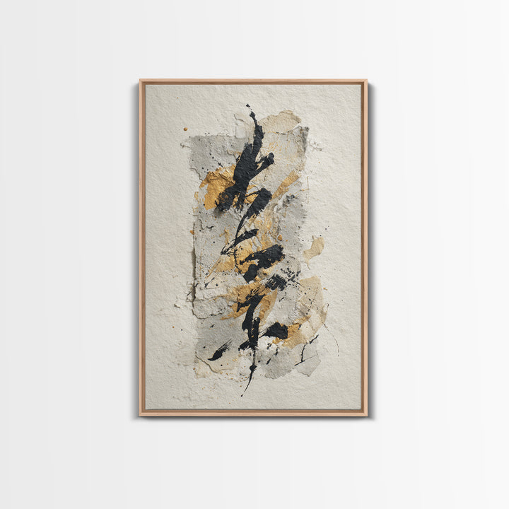 Expressive Musical Rhythm Painted as Ink Strokes Canvas Print, Calligraphy Art, Neutral Decor, Living Room Decor, Script, CAL-2x3-56