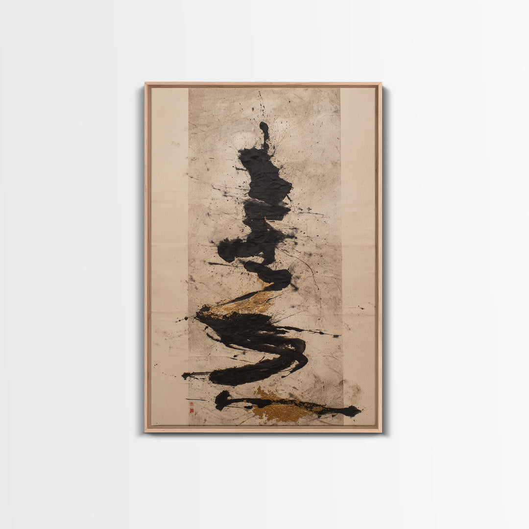 Large Sweeping Black Ink Gesture Like a Canvas Print, Calligraphy Art, Wall Art Print, Living Room Decor, Fine Art, Script, CAL-2x3-57