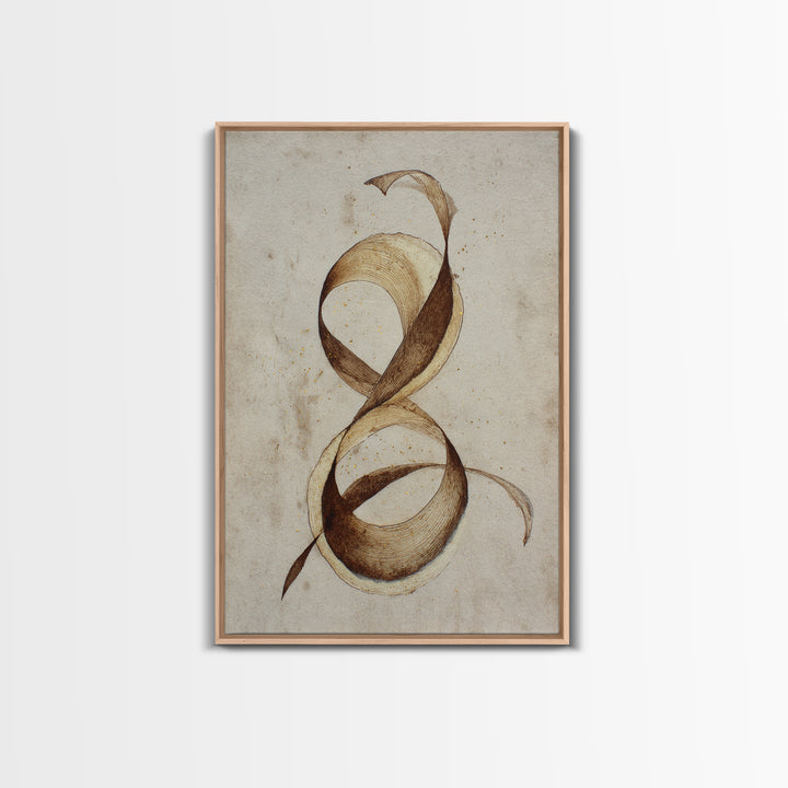 Arabic Ornamental Curves as Non Readable Art Framed Canvas Print, Calligraphy Art, Wall Decor, Living Room Decor, Script, CAL-2x3-59
