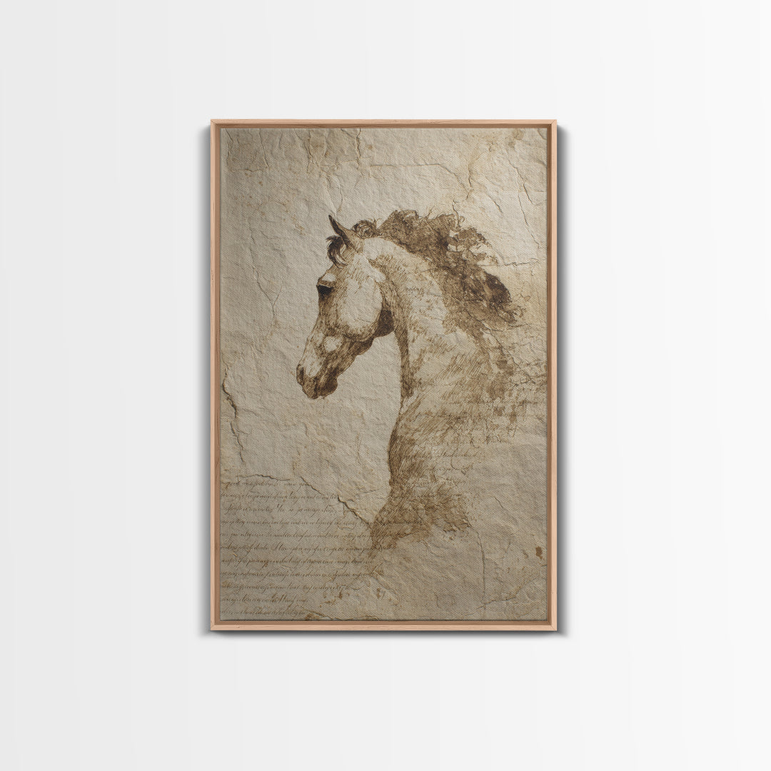 Calligraphic Horse Silhouette Made from One Line Canvas Print, Calligraphy Art, Printable Art, Living Room Decor, Script, CAL-2x3-73