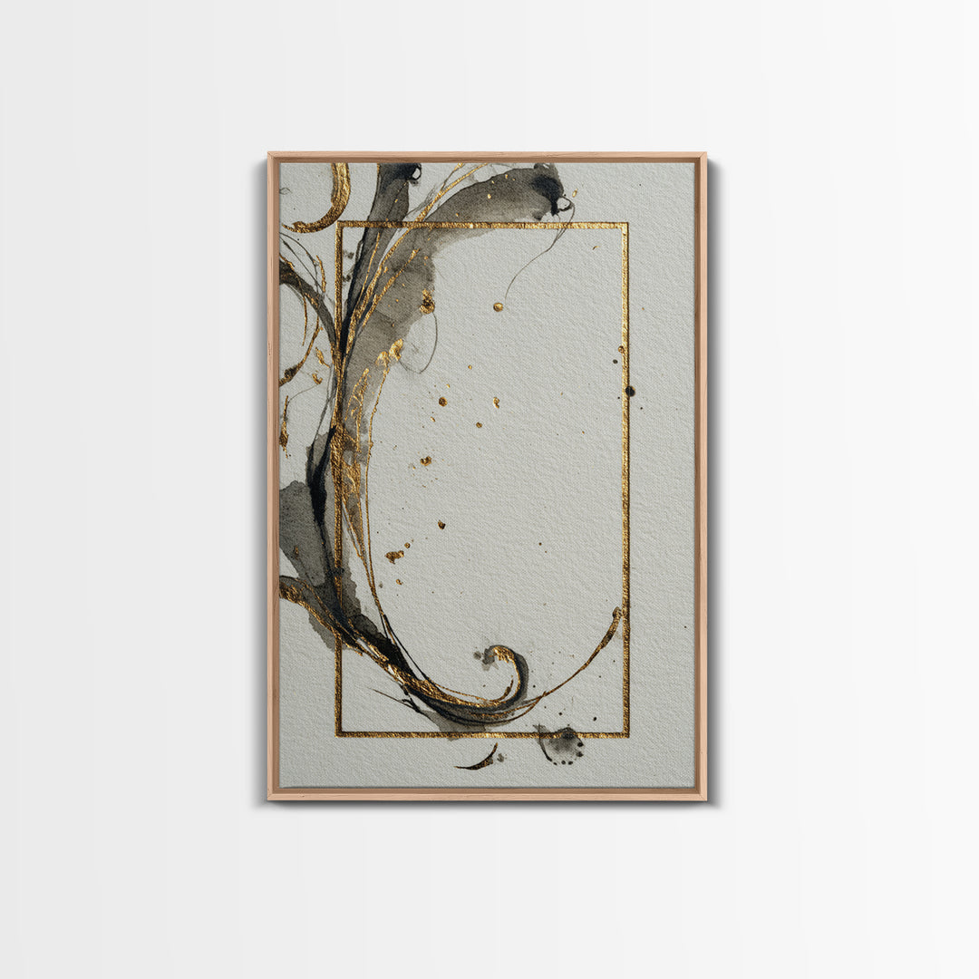 Ornamental Frame of Flourished Pen Curves Framed Canvas Print, Calligraphy Art, Wall Decor, Living Room Decor, Fine Art, Script, CAL-2x3-74