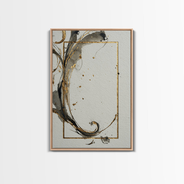 Ornamental Frame of Flourished Pen Curves Framed Canvas Print, Calligraphy Art, Wall Decor, Living Room Decor, Fine Art, Script, CAL-2x3-74