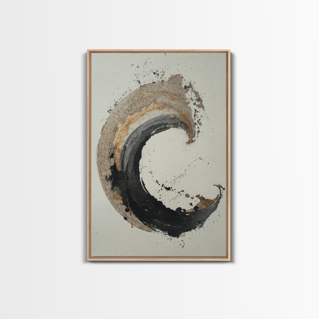 Crescent Moon Made from Elegant Ink Swashes Canvas Print, Calligraphy Art, Calligraphy, Living Room Decor, Fine Art, Script, CAL-2x3-77