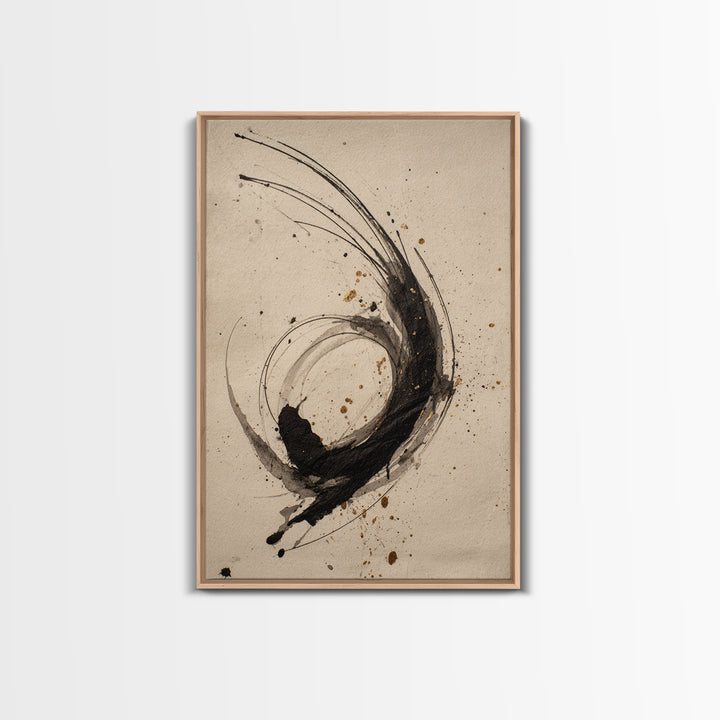 Large Sweeping Black Ink Gesture Like a Canvas Print, Calligraphy Art, Wall Art Print, Living Room Decor, Fine Art, Script, CAL-2x3-81