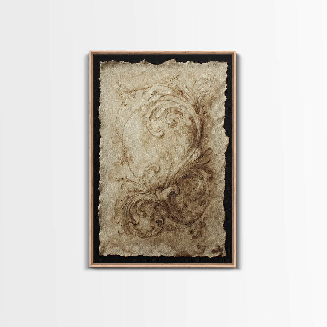 Baroque Scrollwork Made from Looping Pen Strokes Canvas Print, Calligraphy Art, Gallery Decor, Living Room Decor, Script, CAL-2x3-92