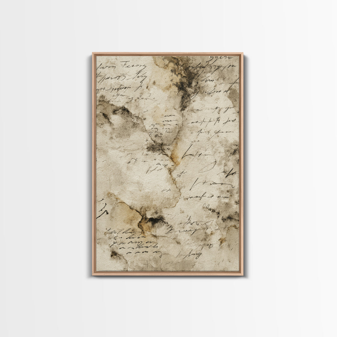 Romantic Handwritten Marks Without Readable Words Canvas Print, Calligraphy Art, Living Room Wall Art, Living Room Decor, CAL-2x3-95