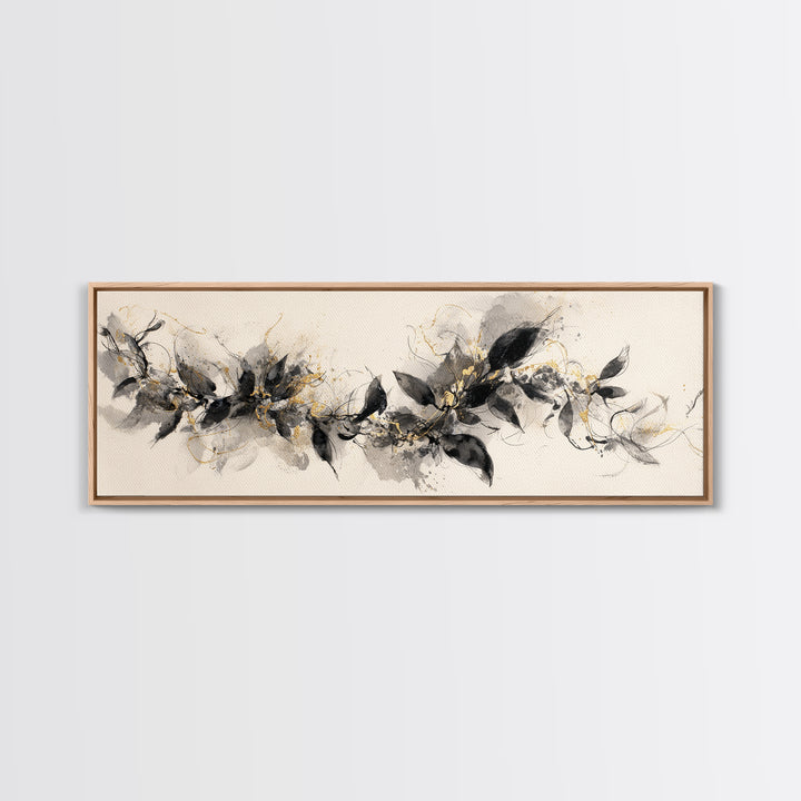 Botanical Calligraphy Pattern Canvas Print, Calligraphy Art, Quote Wall Art, Living Room Decor, Watercolor Art, Script, CAL-3x1-14