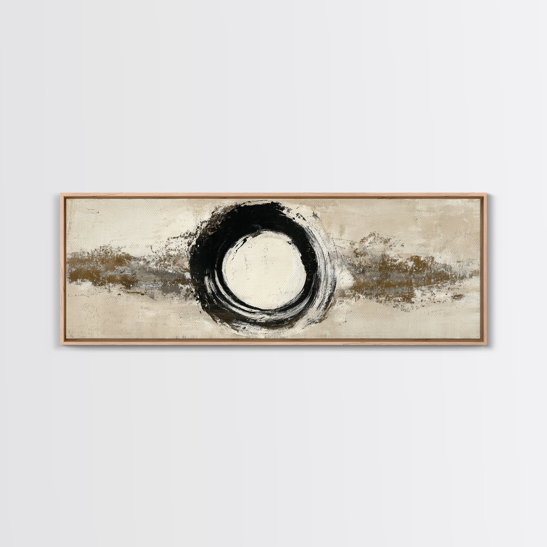 Japanese Brush Mark Circle Canvas Print, Calligraphy Art, Japanese Decor, Living Room Decor, Fine Art, Script, Art Print, CAL-3x1-20