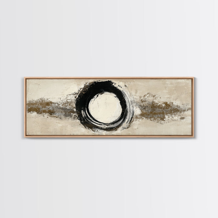 Japanese Brush Mark Circle Canvas Print, Calligraphy Art, Japanese Decor, Living Room Decor, Fine Art, Script, Art Print, CAL-3x1-20
