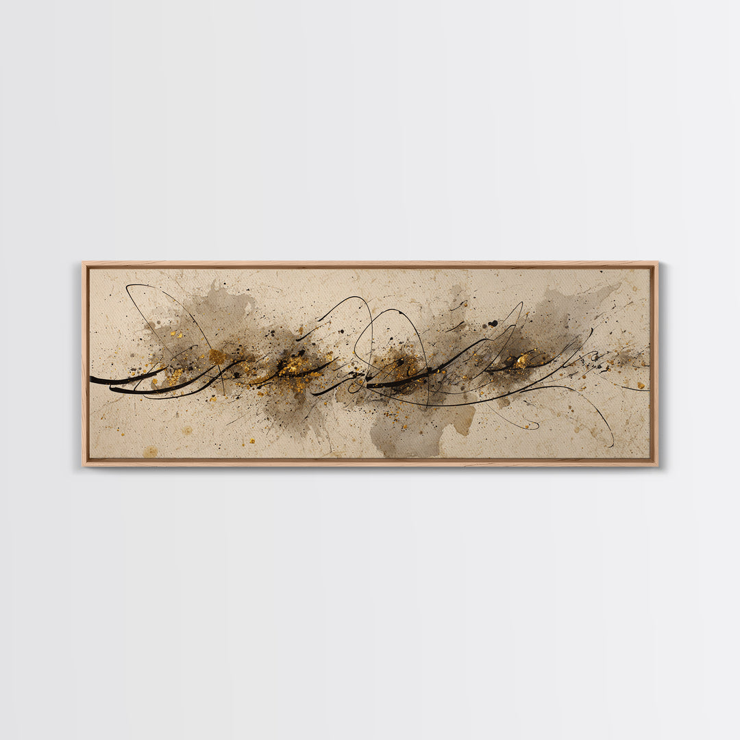 Romantic Handwritten Marks Without Readable Words Canvas Print, Calligraphy Art, Luxury Decor, Living Room Decor, Script, CAL-3x1-31