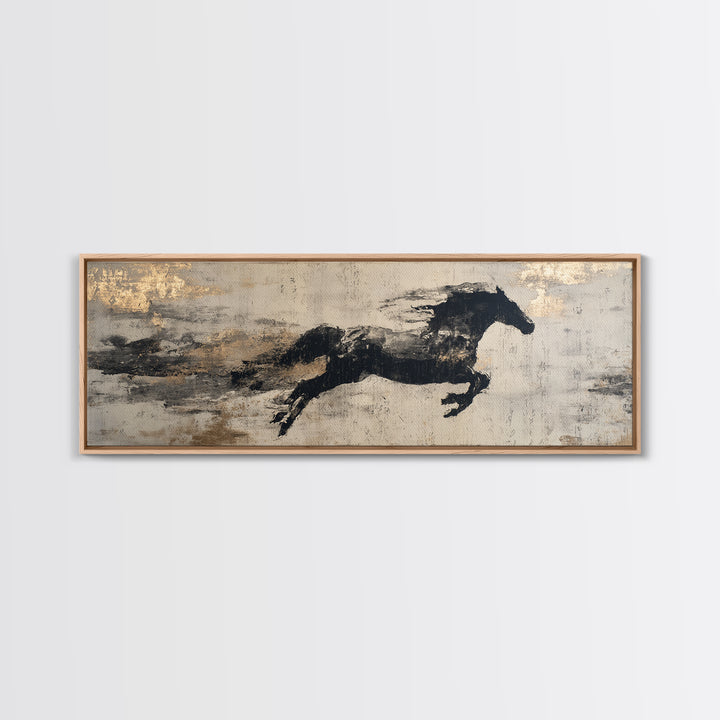 Calligraphic Horse Silhouette Made from One Line Canvas Print, Calligraphy Art, Modern Wall Art, Living Room Decor, Script, CAL-3x1-33