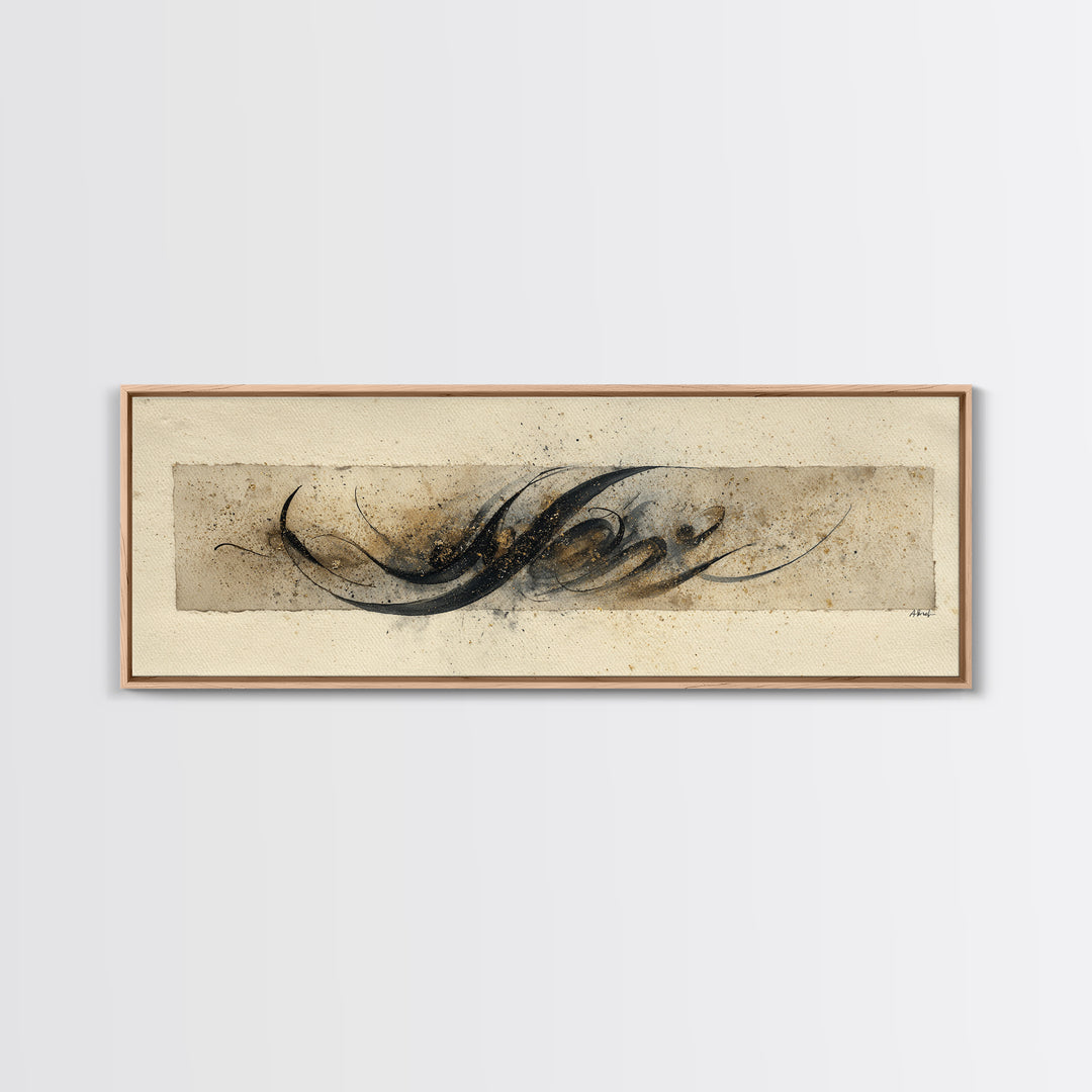 Ornamental Frame of Flourished Pen Curves Canvas Print, Calligraphy Art, Print, Living Room Decor, Fine Art, Script, Custom Art, CAL-3x1-34