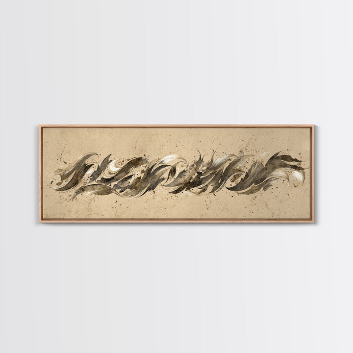 Calligraphic Bird Shape Formed from Flowing Lines Canvas Print, Calligraphy Art, Art Print, Living Room Decor, Fine Art, Script, CAL-3x1-48