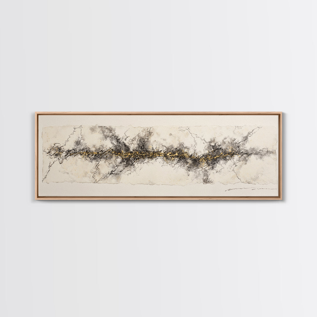 Ornamental Frame of Flourished Pen Curves Framed Canvas Print, Calligraphy Art, Calligraphy, Living Room Decor, Script, CAL-3x1-58