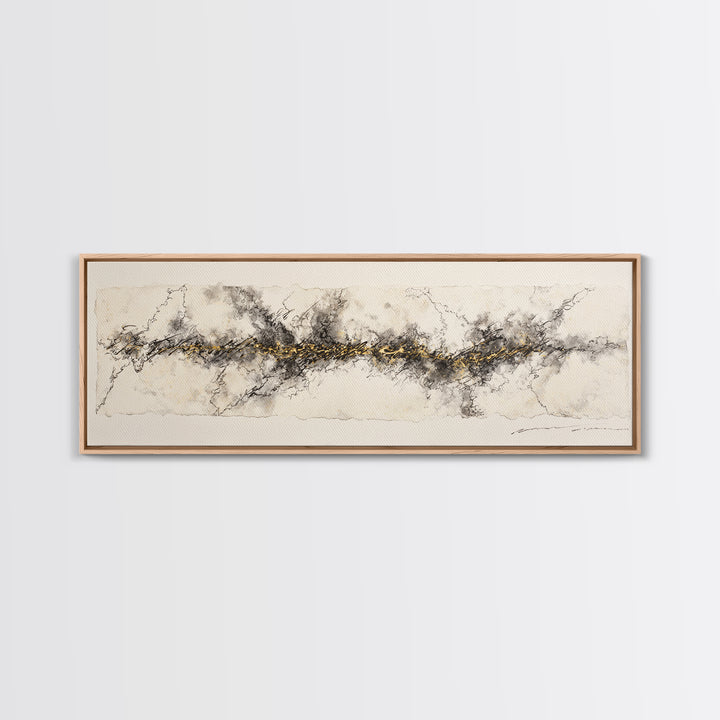 Ornamental Frame of Flourished Pen Curves Framed Canvas Print, Calligraphy Art, Calligraphy, Living Room Decor, Script, CAL-3x1-58